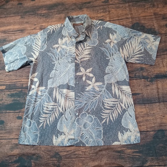 Tori Richard 100% Cotton Lawn Short Sleeve Hawaiian Floral Shirt Men's Large - Picture 1 of 6